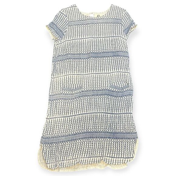 dRA LOS ANGELES Women’s Cream & Navy Textured Short Sleeve Shift Dress Size XS - Picture 1 of 6